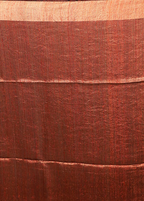 Rust Handloom Matka Pure Silk Saree With Blouse Piece