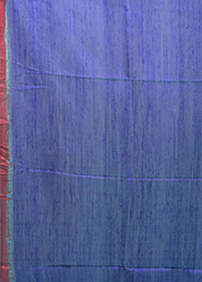 Blue Handloom Matka Pure Silk Saree With Blouse Piece