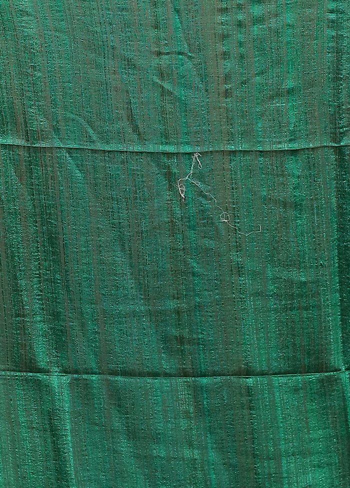Green Handloom Matka Pure Silk Saree With Blouse Piece
