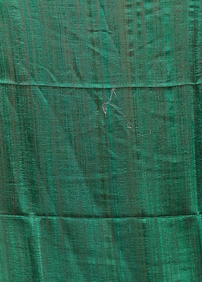 Green Handloom Matka Pure Silk Saree With Blouse Piece
