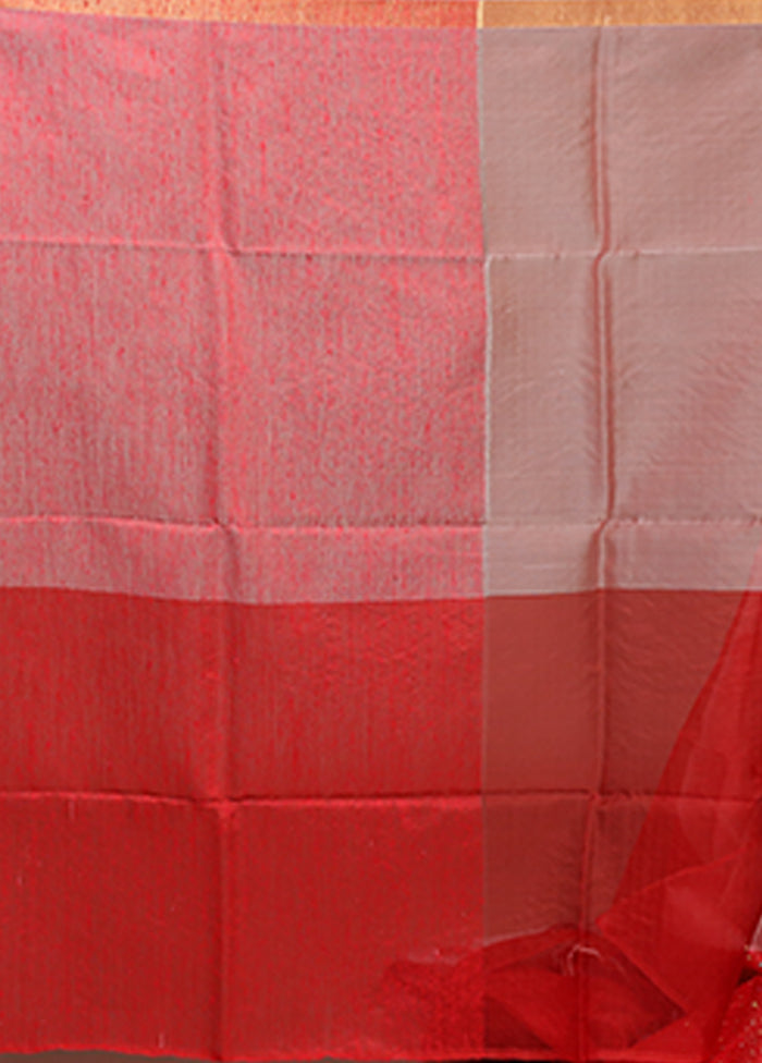 Red Handloom Matka Pure Silk Saree With Blouse Piece