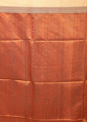 Rust Handloom Matka Pure Silk Saree With Blouse Piece