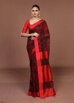 Black Matka Silk Saree With Blouse Piece
