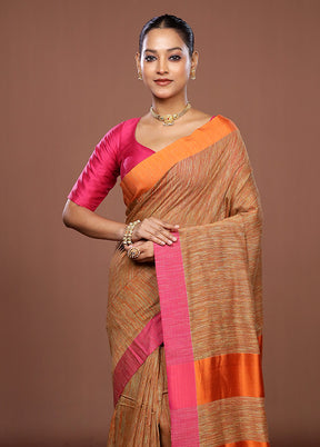 Rust Matka Silk Saree With Blouse Piece