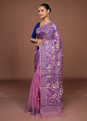 Pink Matka Silk Saree With Blouse Piece