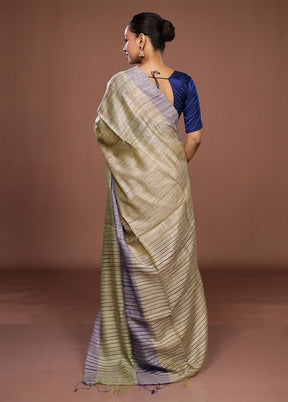 Cream Matka Silk Saree With Blouse Piece
