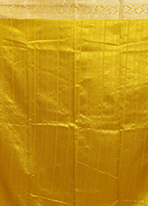 Yellow Dupion Silk Saree With Blouse Piece