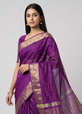 Purple Dupion Silk Saree With Blouse Piece