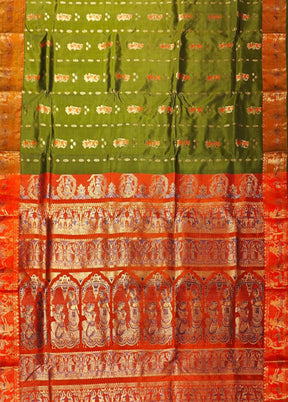 Green Handloom Baluchari Pure Silk Saree With Blouse Piece