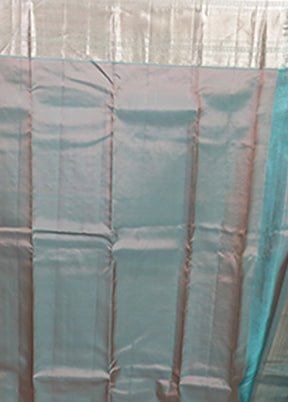 Peach Handloom Kanjivaram Pure Silk Saree With Blouse Piece