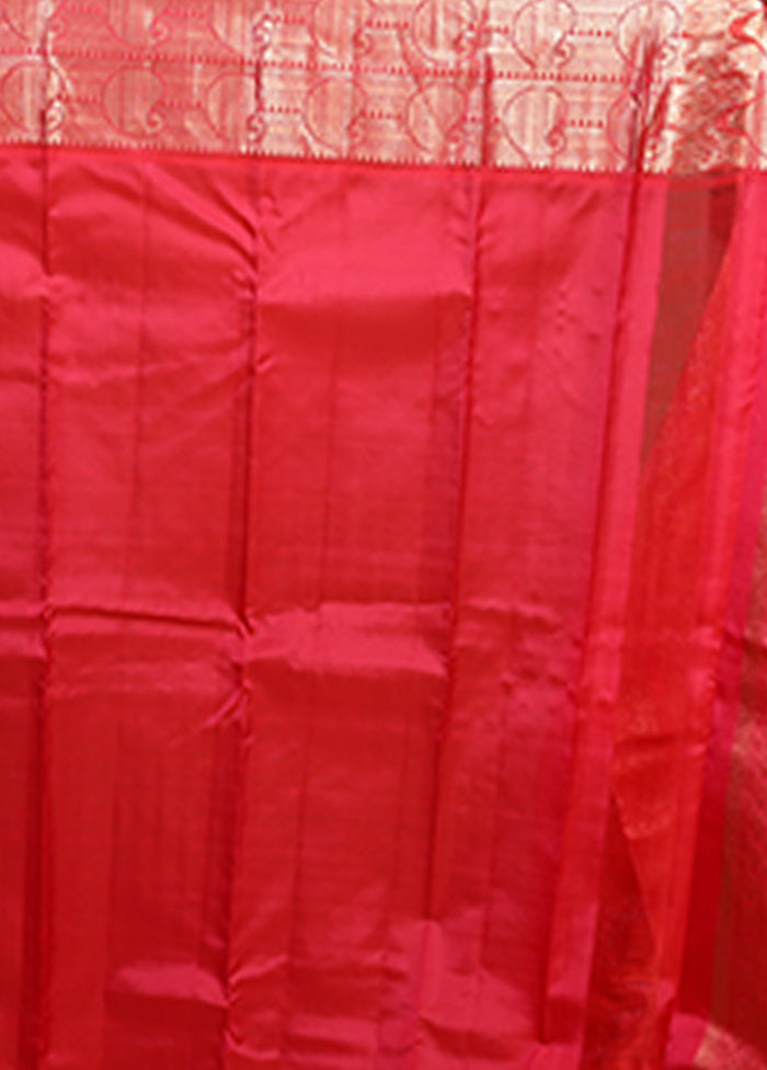 Cream Handloom Kanchipuram Pure Silk Saree With Blouse Piece