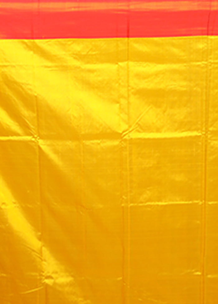 Yellow Handloom Katan Pure Silk Saree With Blouse Piece