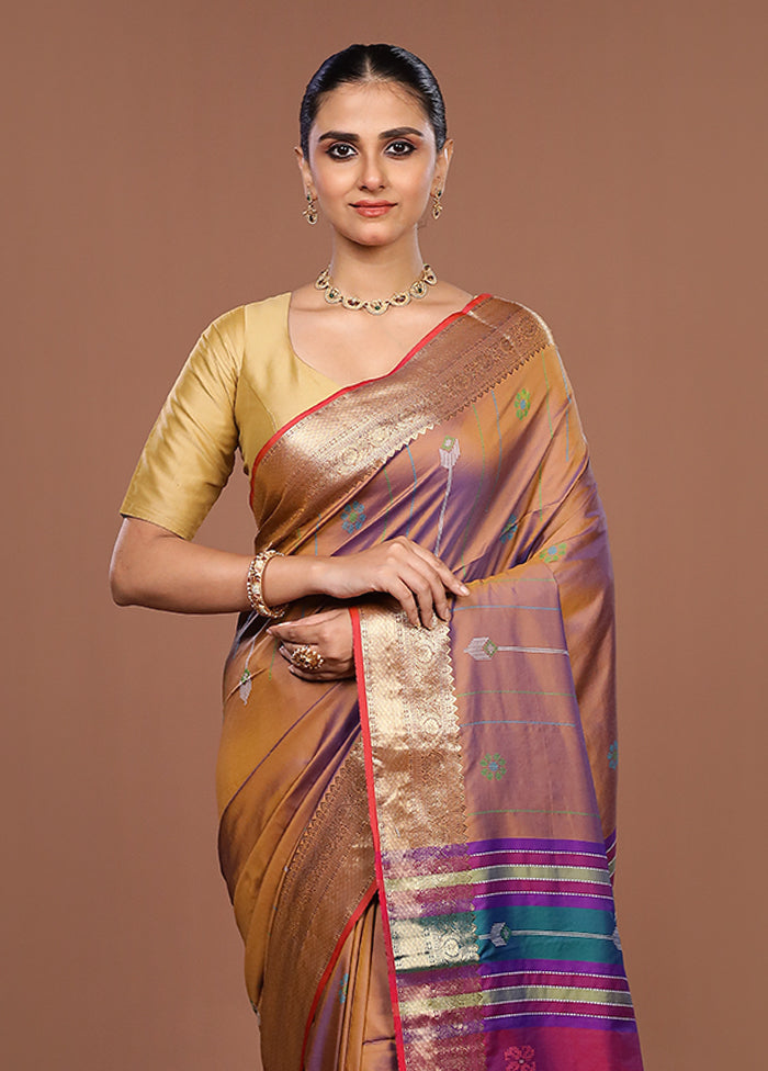 Brown Dupion Silk Saree With Blouse Piece