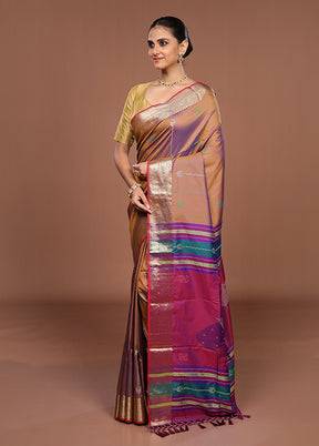 Brown Dupion Silk Saree With Blouse Piece