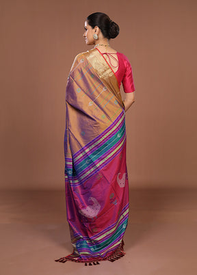 Brown Dupion Silk Saree With Blouse Piece