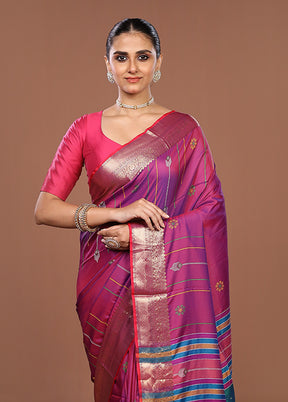 Pink Dupion Silk Saree With Blouse Piece