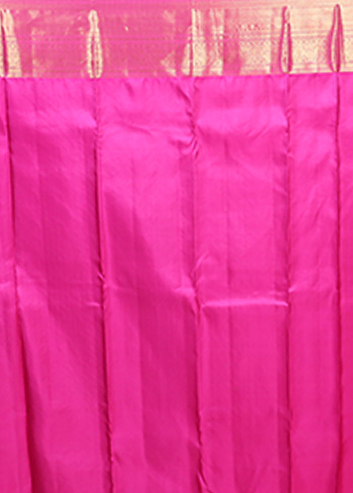 Pink Handloom Kanchipuram Pure Silk Saree With Blouse Piece