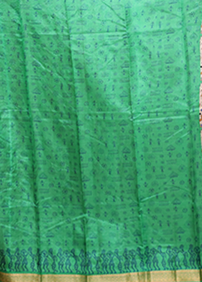 Cream Printed Silk Saree Without Blouse Piece