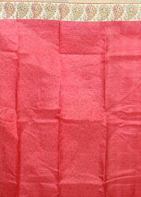 Pink Printed Pure Silk Saree Without Blouse Piece