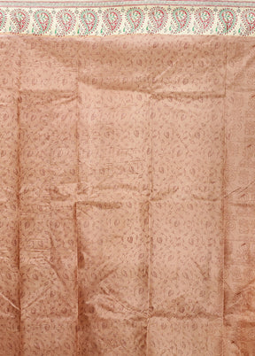 Cream Printed Pure Silk Saree Without Blouse Piece