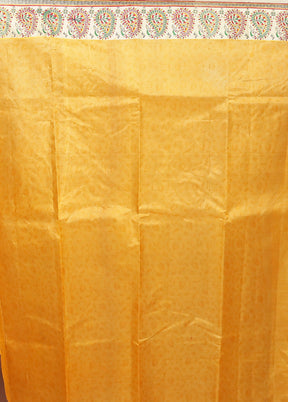 Yellow Printed Pure Silk Saree Without Blouse Piece