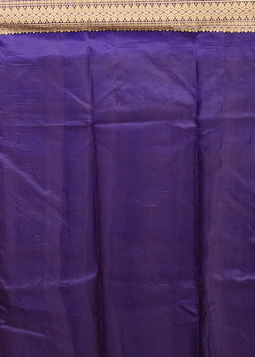 Blue Printed Pure Silk Saree Without Blouse Piece