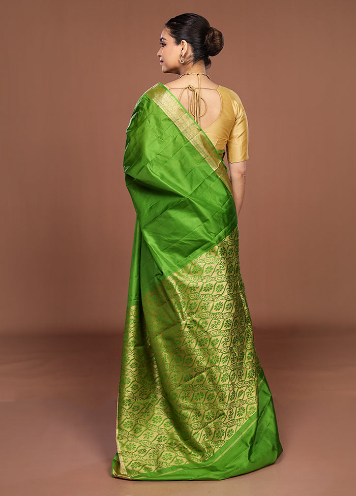 Green Printed Pure Silk Saree Without Blouse Piece