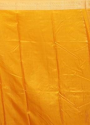 Yellow Printed Pure Silk Saree Without Blouse Piece