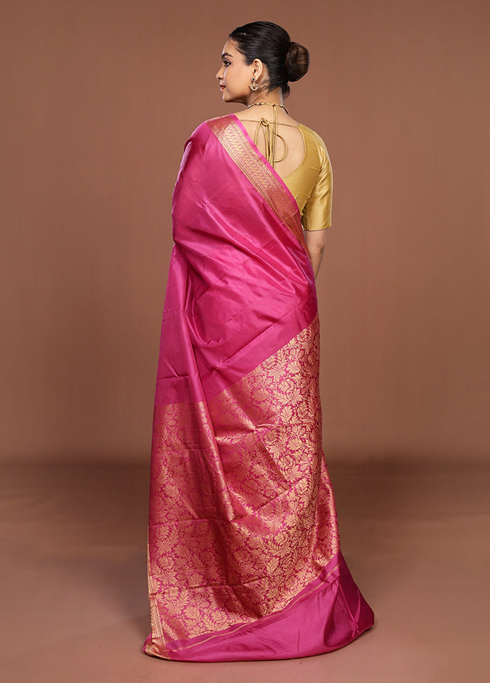 Purple Printed Pure Silk Saree Without Blouse Piece