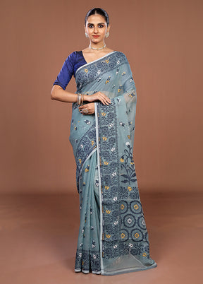 Green Jamdani Cotton Saree Without Blouse Piece