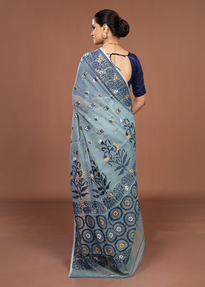 Green Jamdani Cotton Saree Without Blouse Piece