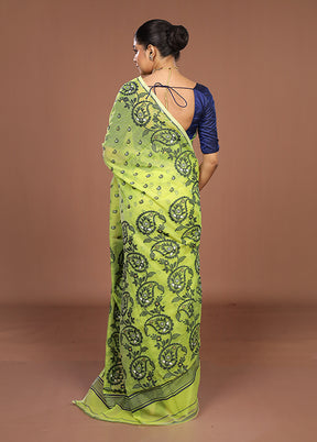 Green Jamdani Cotton Saree Without Blouse Piece