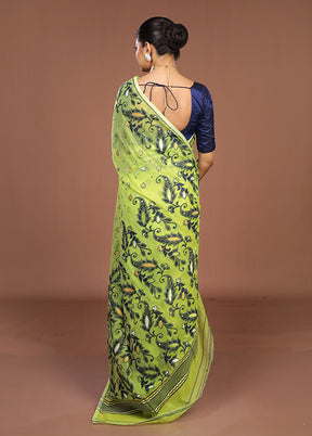 Green Jamdani Cotton Saree Without Blouse Piece