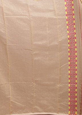 Cream Jamdani Cotton Saree Without Blouse Piece