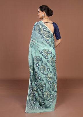 Green Jamdani Cotton Saree Without Blouse Piece