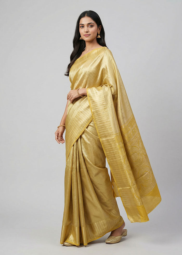 Yellow Kanjivaram Silk Saree With Blouse Piece