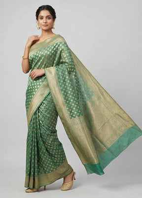 Green Kora Silk Saree With Blouse Piece