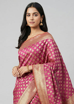 Pink Kora Silk Saree With Blouse Piece