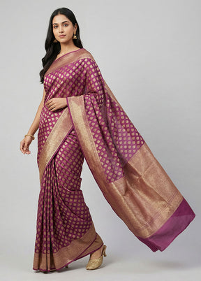 Pink Kora Silk Saree With Blouse Piece