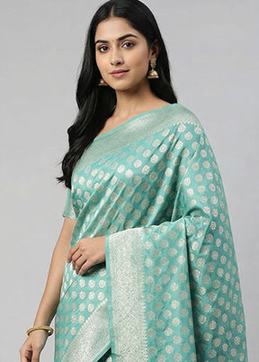 Blue Kora Silk Saree With Blouse Piece