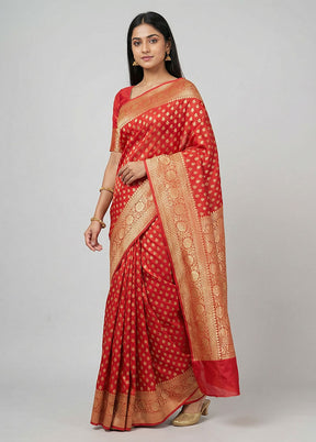 Pink Kora Silk Saree With Blouse Piece