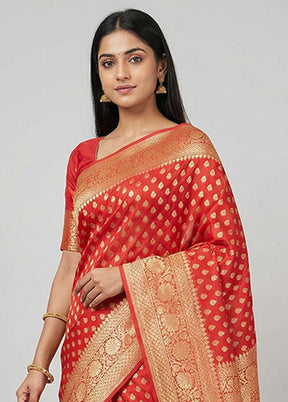 Pink Kora Silk Saree With Blouse Piece