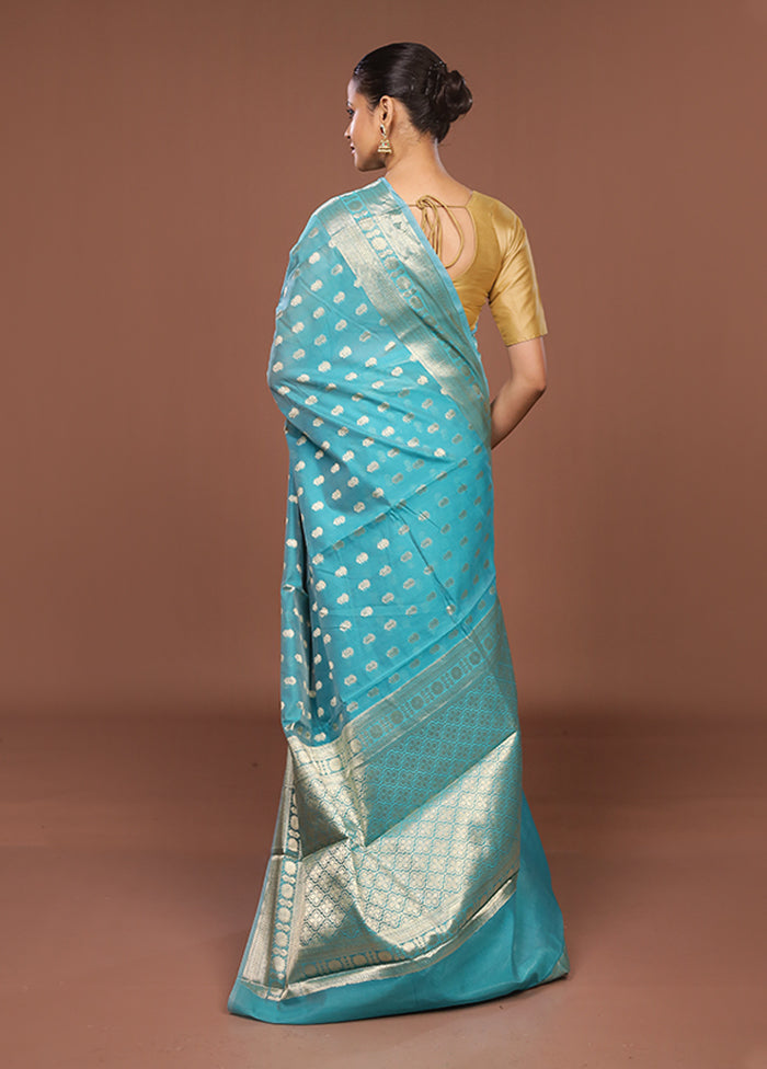 Green Kora Silk Saree With Blouse Piece