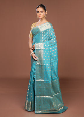 Green Kora Silk Saree With Blouse Piece