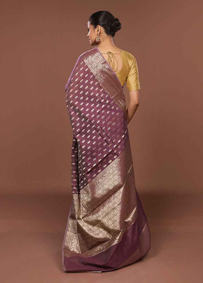 Purple Kora Silk Saree With Blouse Piece
