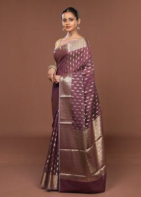 Purple Kora Silk Saree With Blouse Piece