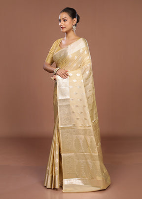 Cream Dupion Silk Saree With Blouse Piece