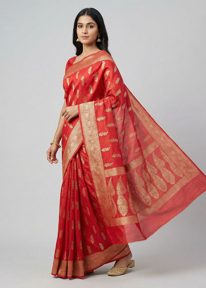 Pink Kora Silk Saree With Blouse Piece