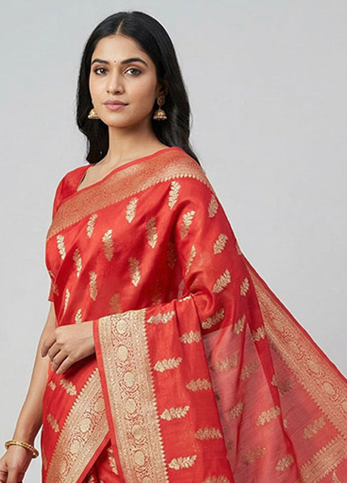 Pink Kora Silk Saree With Blouse Piece