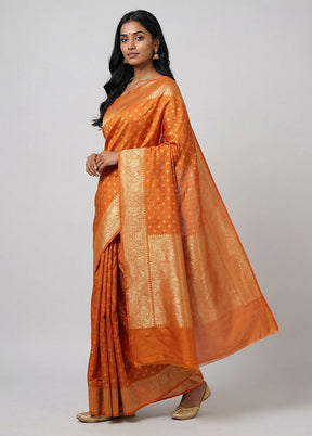 Orange Uppada Silk Saree With Blouse Piece